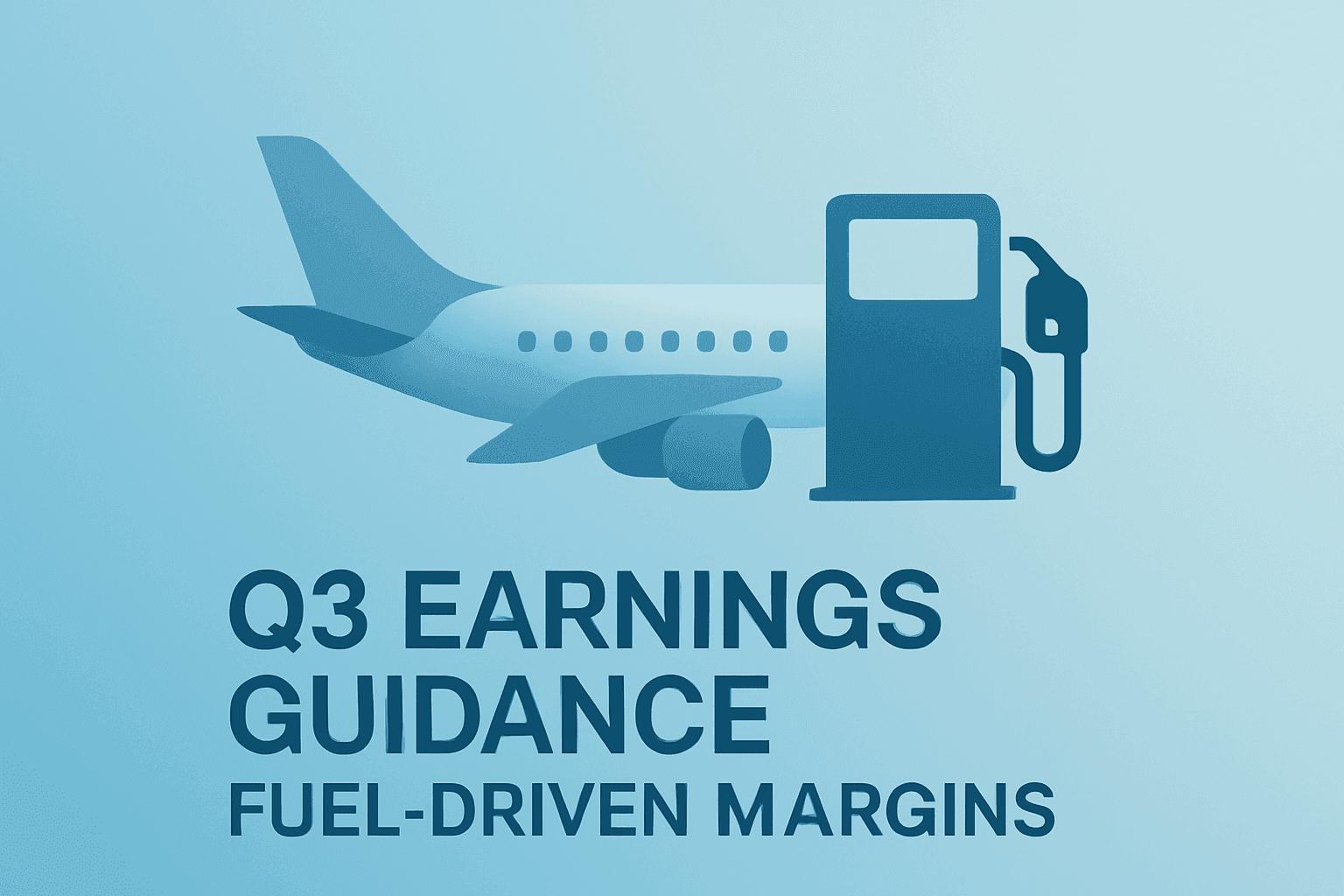 Flat vector of a jet fuselage merged with a fuel pump symbolizing Delta Air Lines Q3 earnings guidance and margin risk