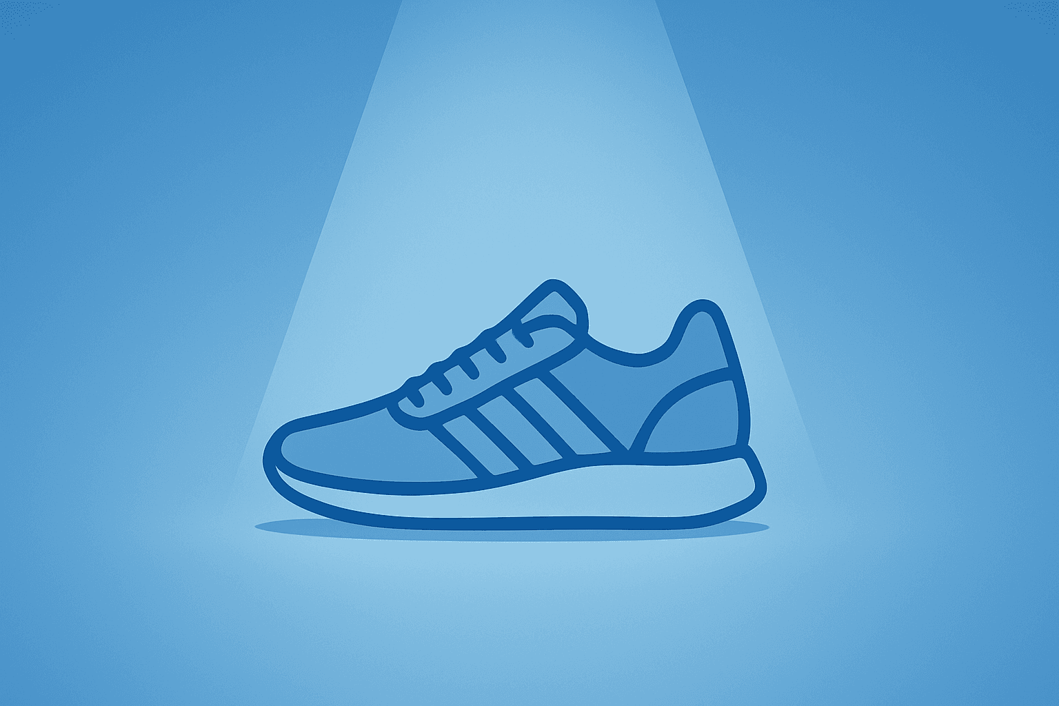 Flat vector of a lone athletic shoe under a dim spotlight to symbolize Under Armour earnings, guidance and cost pressures.