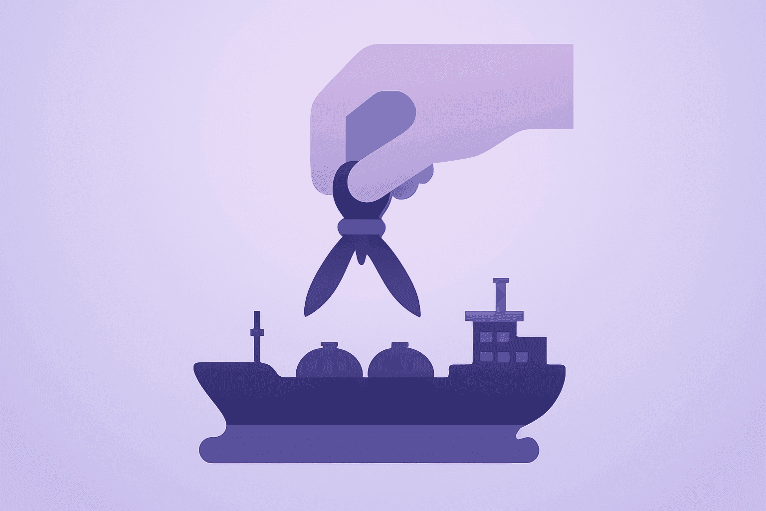 Flat vector cover of a stylized oil tanker fused with a market icon to illustrate U.S.-Iran tensions and record stock closes.