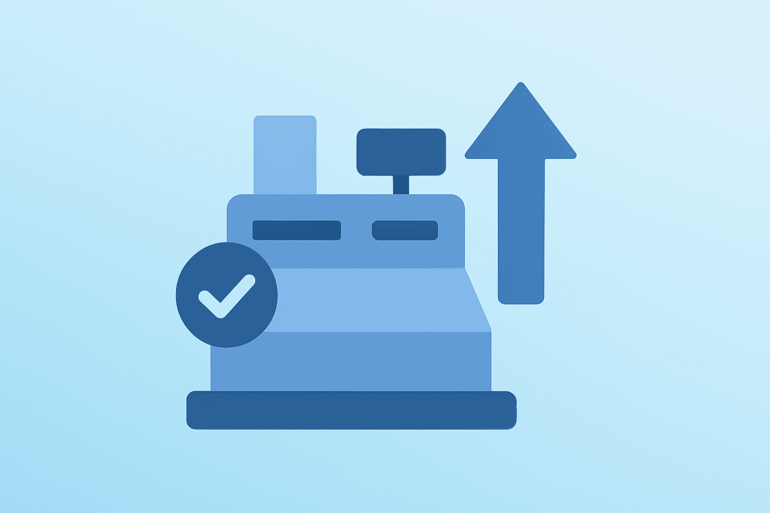 Flat-vector retail checkout register pulsing to represent Macy's Q3 2025 earnings momentum and FY2025 guidance raise.