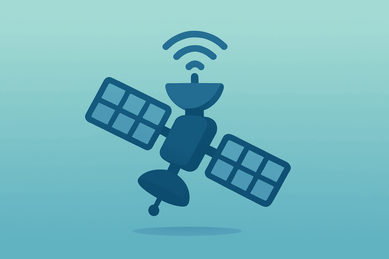 Stylized flat-vector satellite fused with a cell antenna to symbolize competition from the SpaceX spectrum deal.