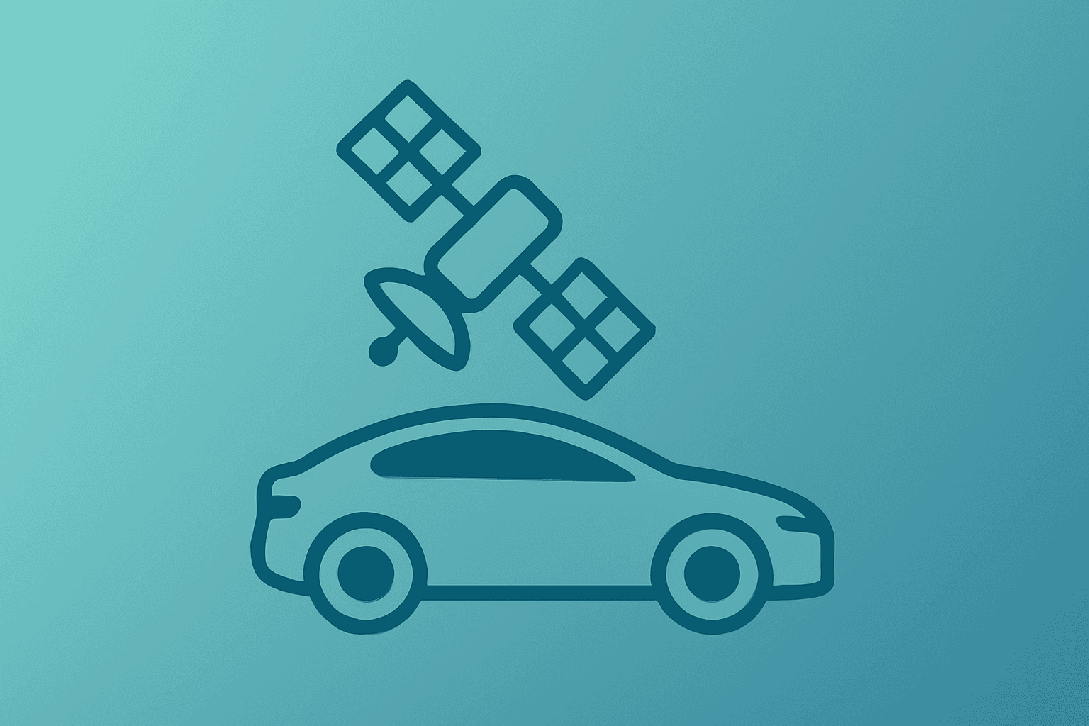 Flat vector of a satellite and electric car fused in a single icon representing the SpaceX Tesla merger and market reaction.