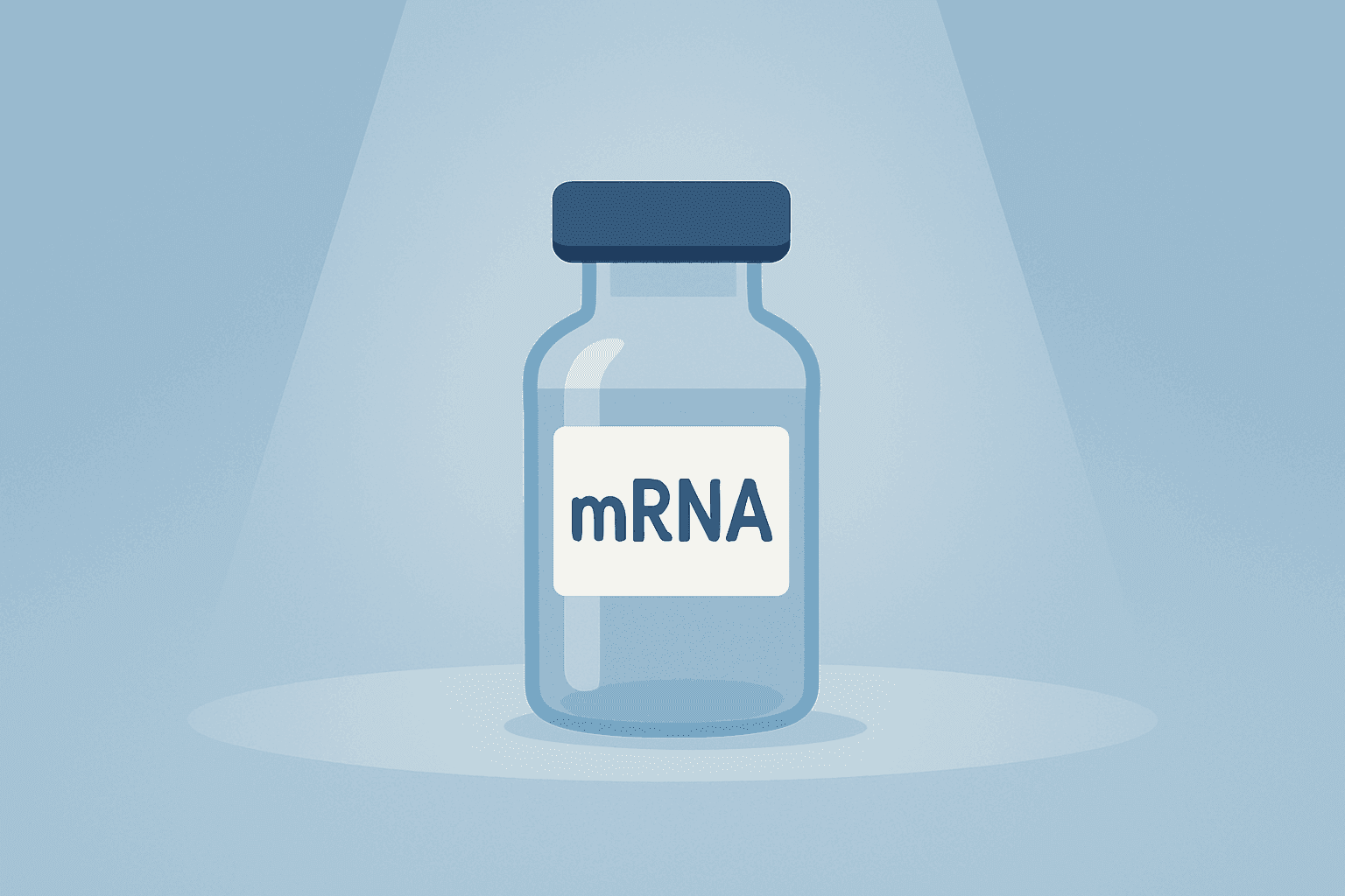 Flat vector of an mRNA vial under scrutiny to symbolize the Moderna downgrade and valuation debate.