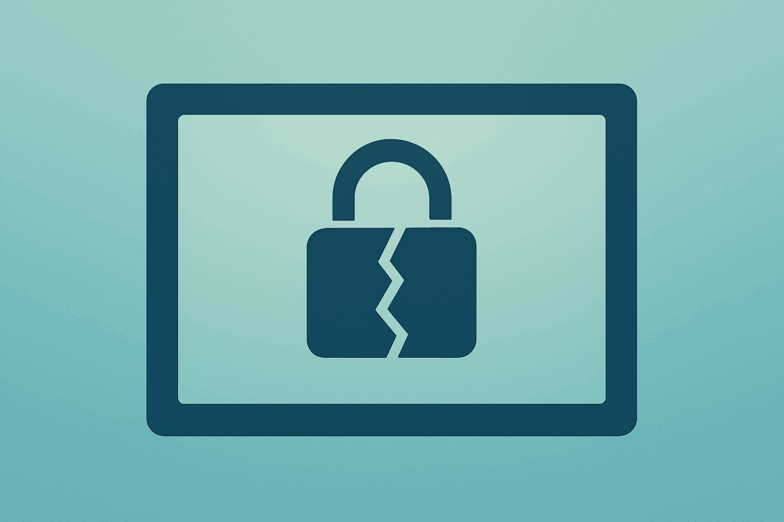 Flat filled vector digital photo frame with a fractured content seal to symbolize Meta Muse Image safety gap.