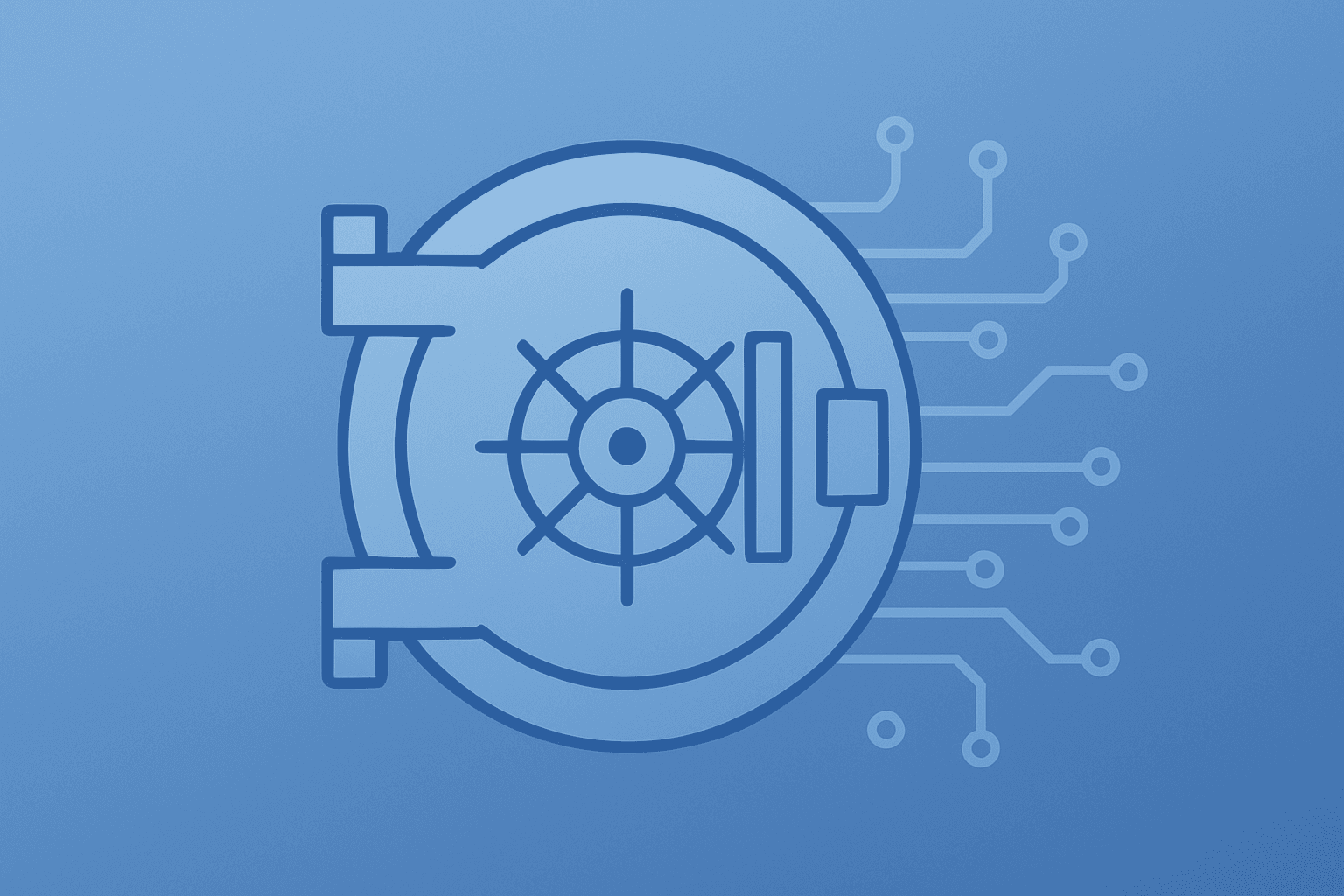 Flat-vector server-vault under dimmed cloud, evoking JPMorgan Tightens Lending to Private Credit Firms and liquidity stress.