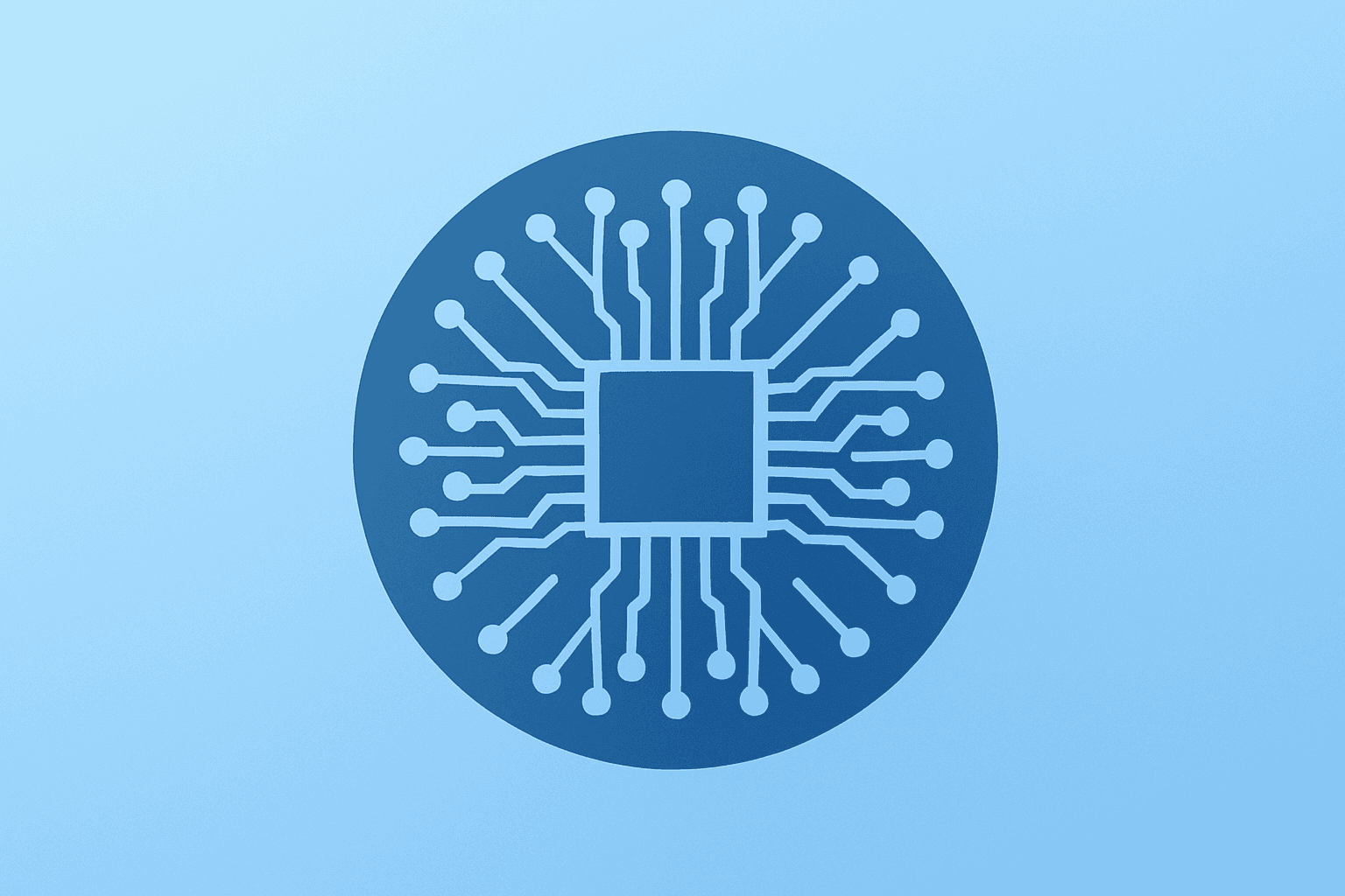 Flat filled vector of a semiconductor wafer with expanding circuit to symbolize TSMC stock and AI-chip driven capex risk.