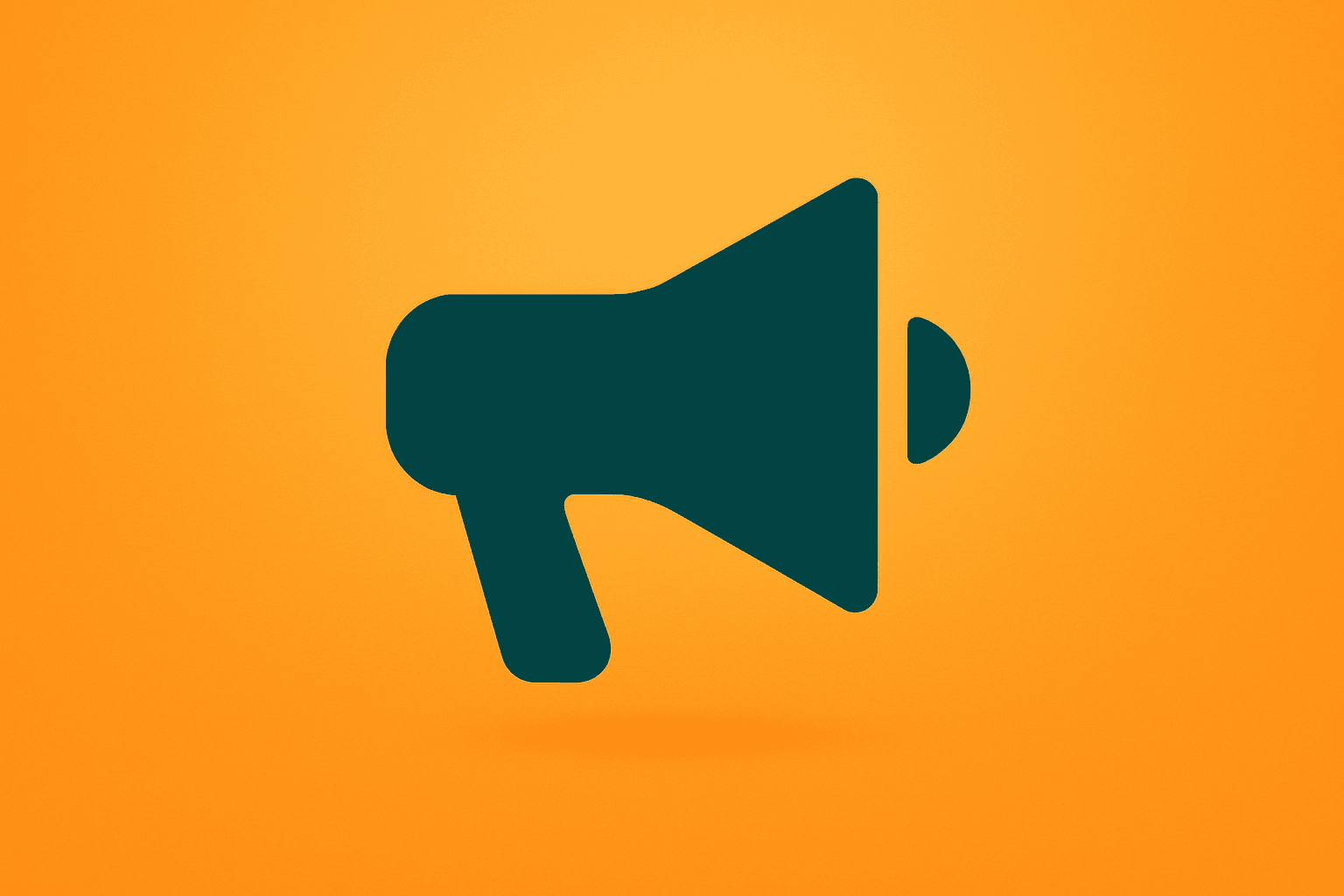 Minimalist megaphone on a solid emerald-ink-pearl background evoking marketing and leadership for Dave Lewis Diageo CEO.