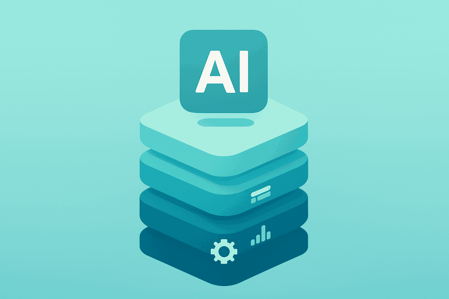 Flat vector of a server stack expanding outward to signal software growth and AI momentum, tied to JPMorgan Upgrades IBM.