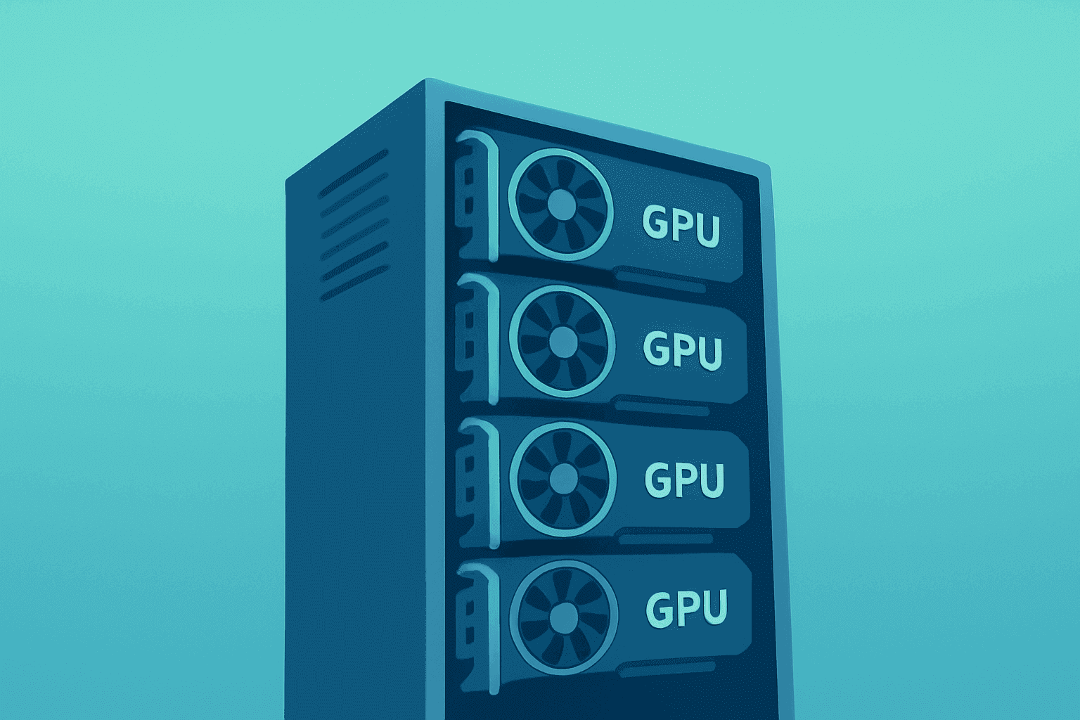 Flat vector server rack expanding with GPU modules representing AI infrastructure and Azure growth tied to Microsoft earnings