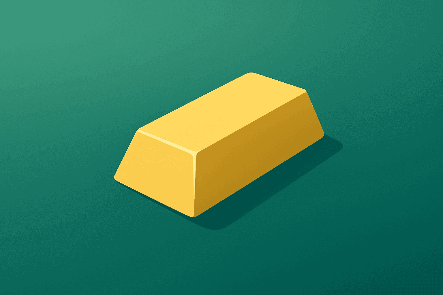 Flat vector of a single gold bar with a dimmed light, symbolizing gold price pressure from rising yields and higher oil.