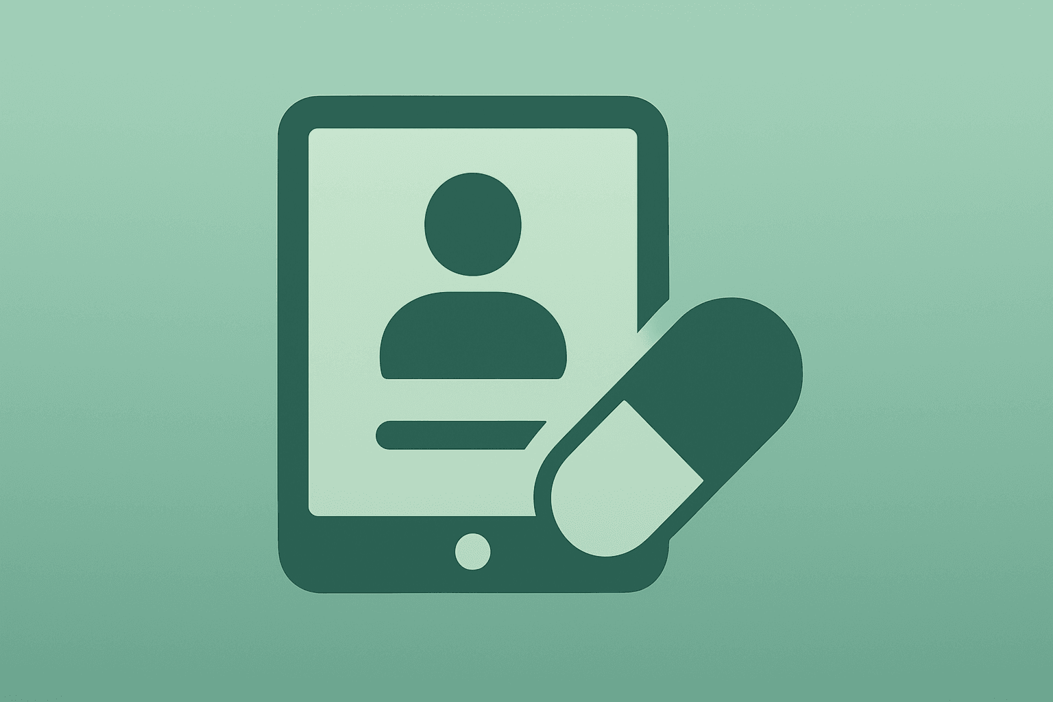 Flat-vector telehealth icon merging with a prescription module to symbolize Hims & Hers Canada expansion.