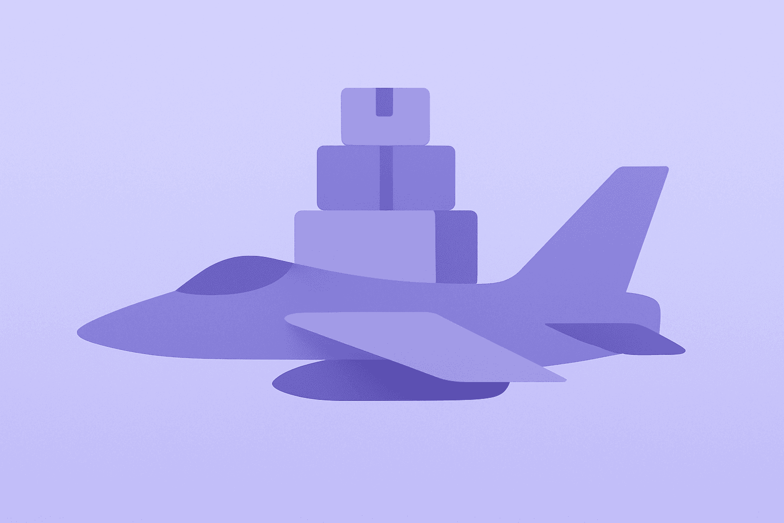 Flat-vector cover of a jet hull swelling with stacked orders to depict BAE Systems FY2025 Results and record backlog.