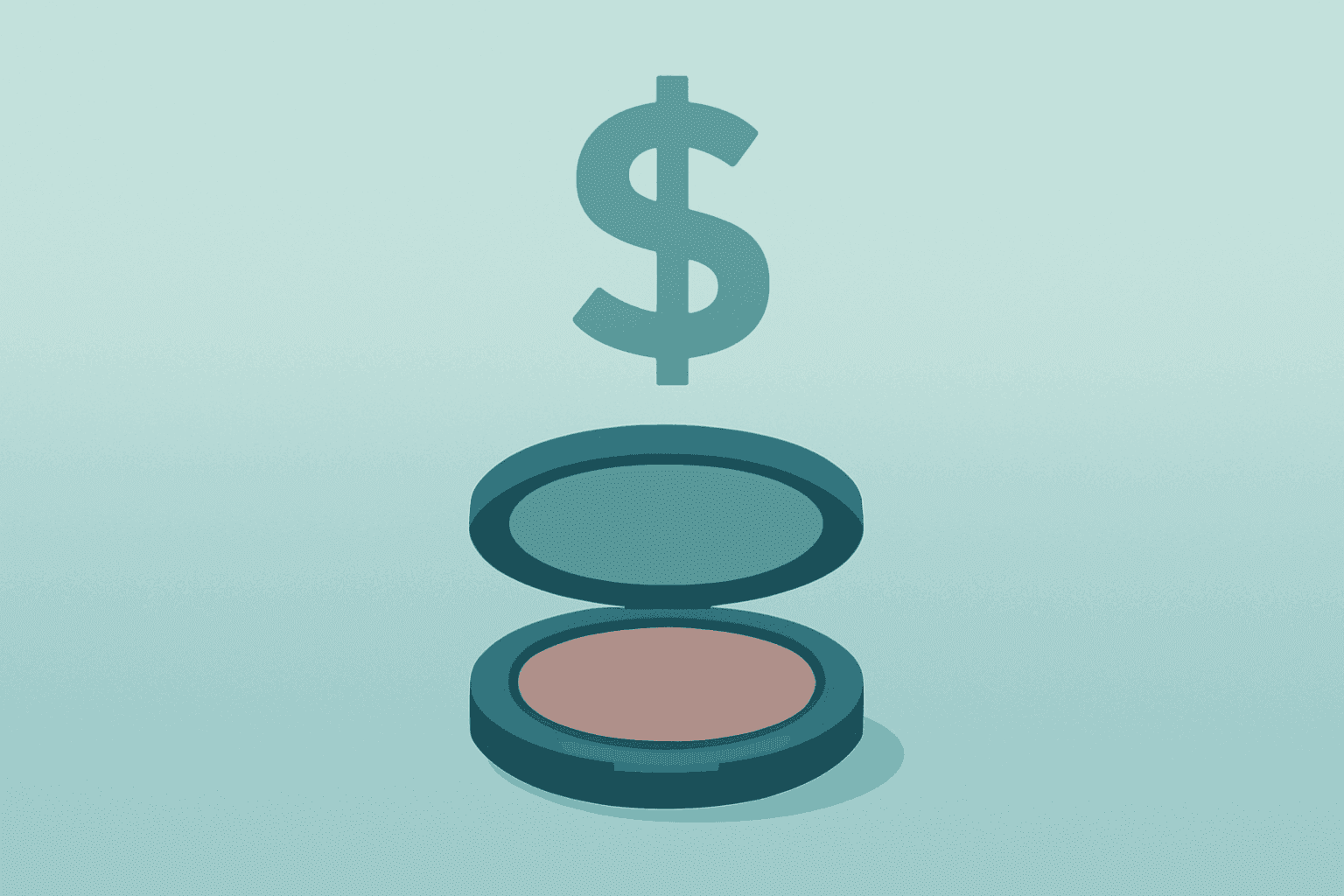 Flat filled vector of a beauty product vault lifted by a refund windfall, echoing E.l.f. Beauty earnings and tariff refunds.