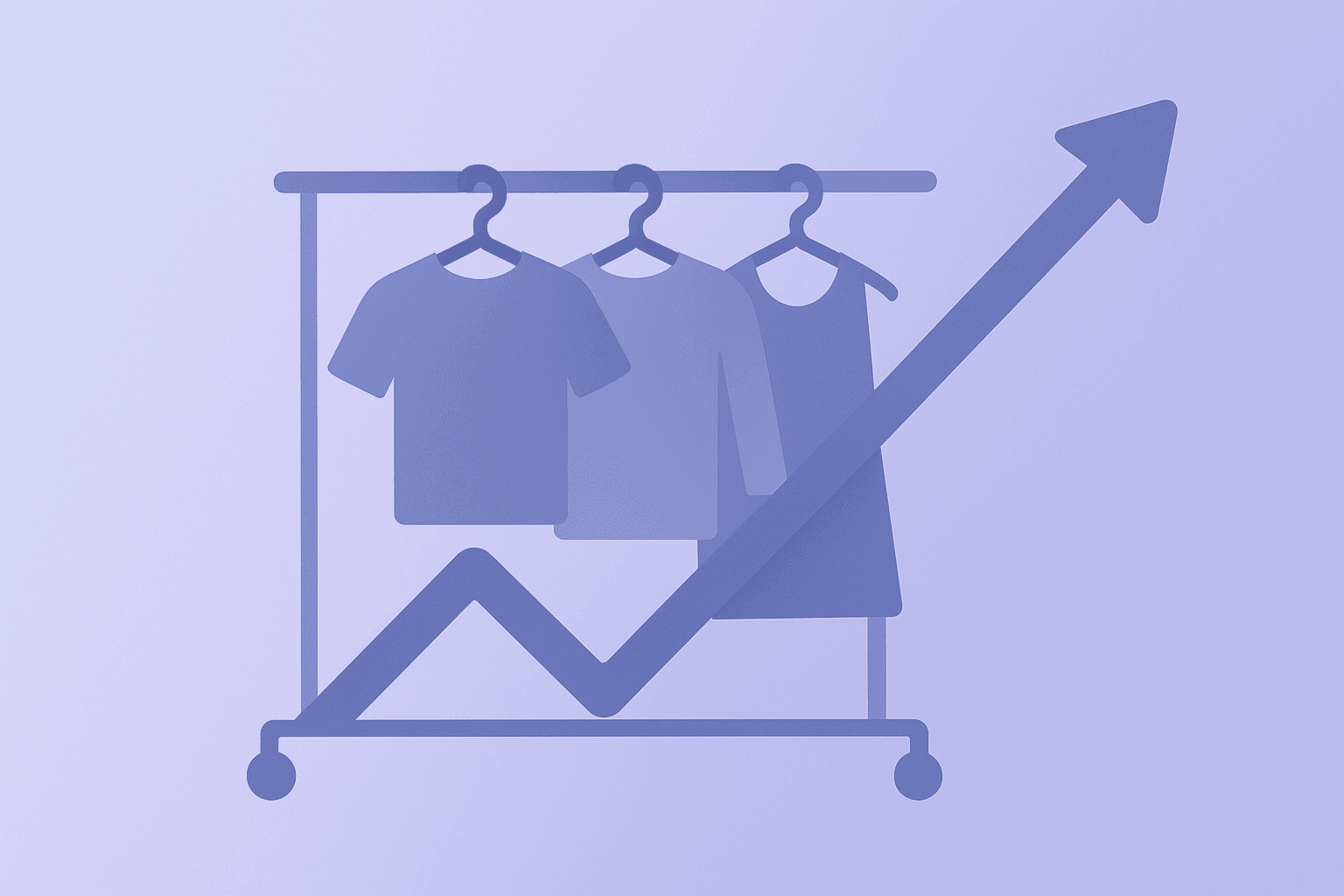 Flat vector retail storefront with expanding apparel stack representing Abercrombie earnings and raised forecast.