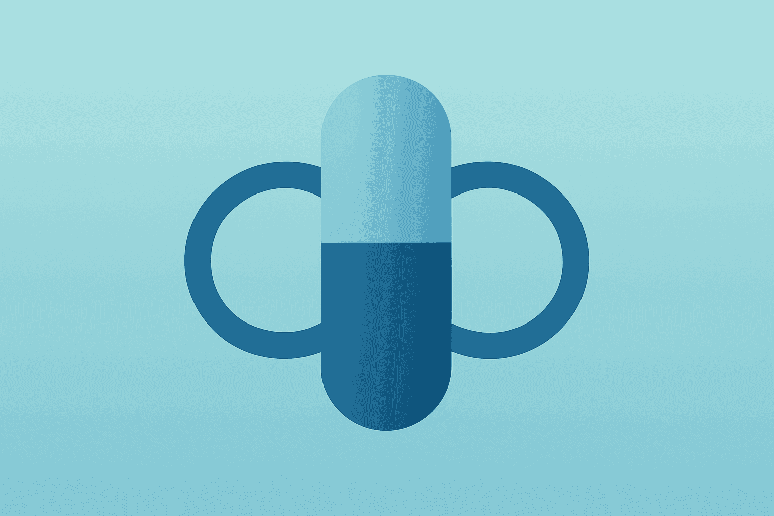 Centered flat-vector capsule merging dual dosing rings evoking Eli Lilly weight-loss trial efficacy and tolerability
