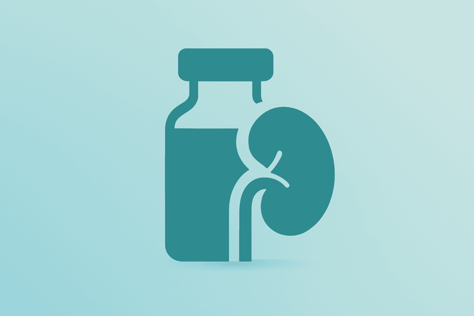 Flat vector biotech vial merging with kidney icon to represent Biogen Acquires Apellis, SYFOVRE CVR and financing shift