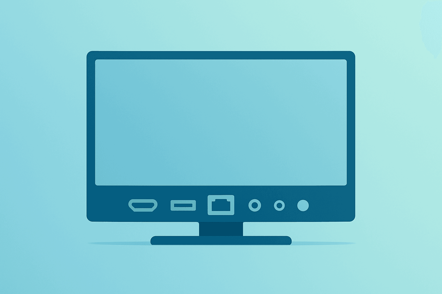 Flat filled vector of a smart TV chassis expanding ports to represent Fox to Acquire Roku and CTV advertising scale