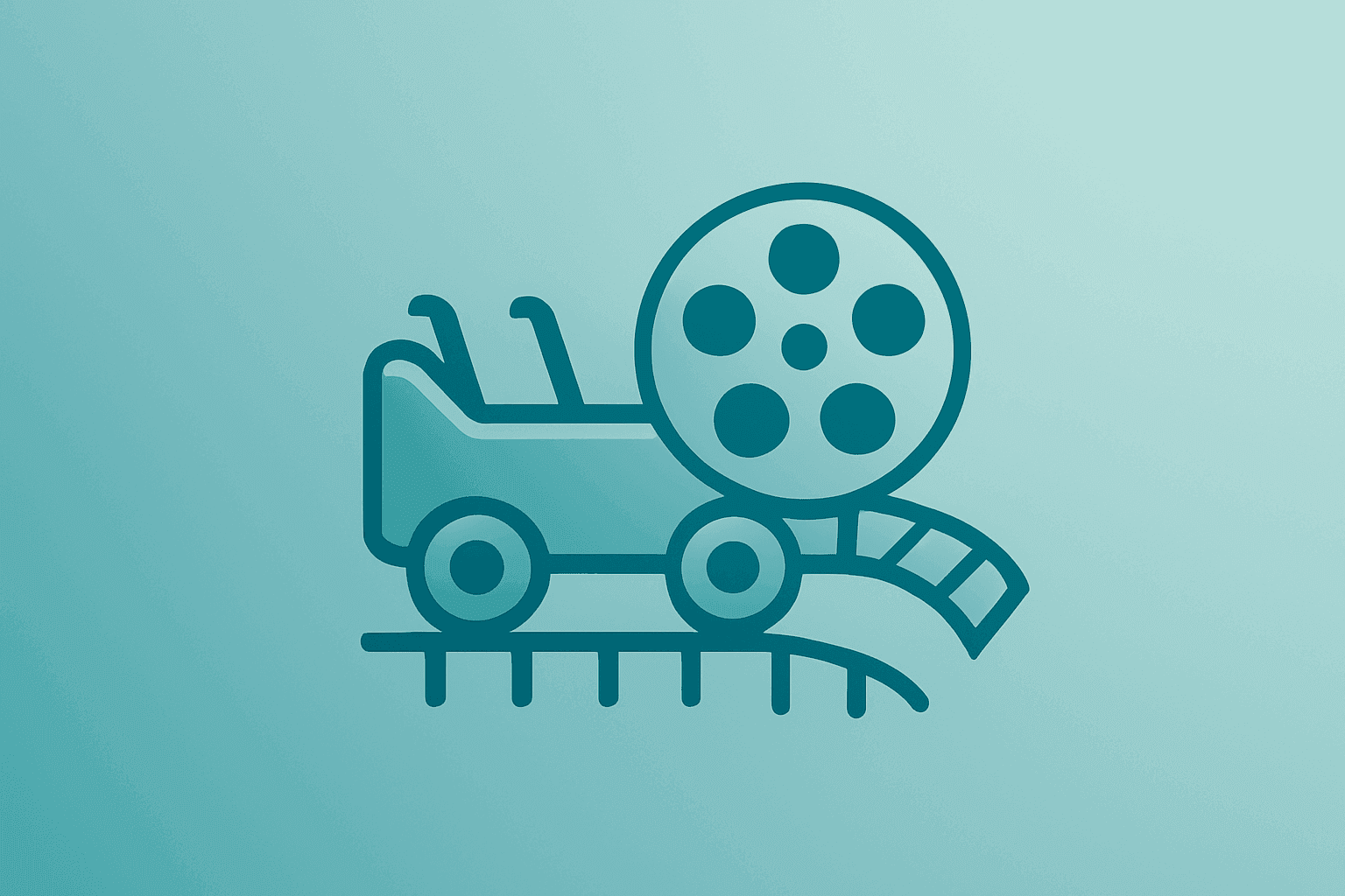 Stylized flat vector of a toy vehicle fused with a film reel symbolizing Disney earnings and franchise-driven parks demand.