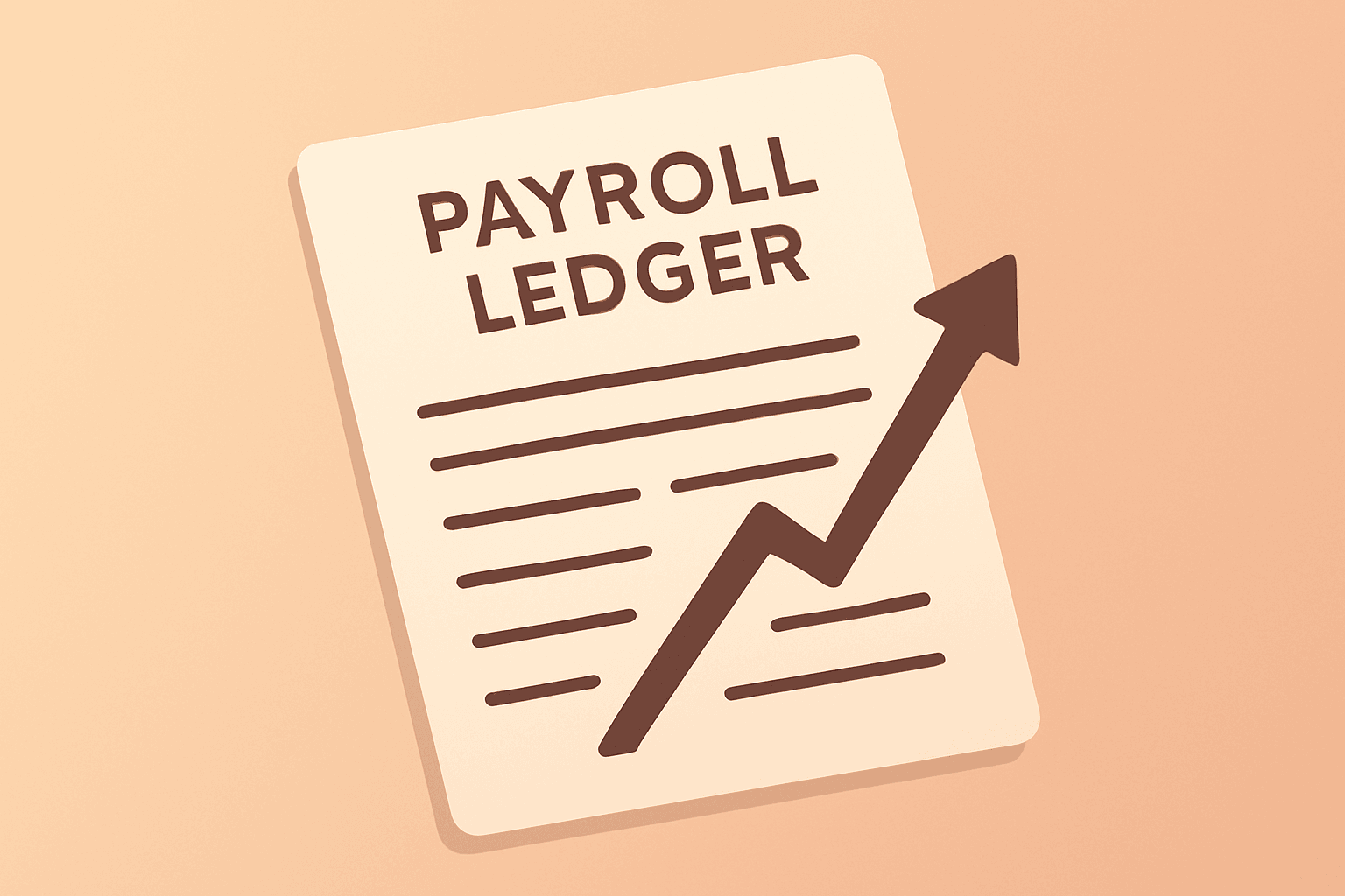 Flat-vector employment ledger symbolizing the May jobs report and stronger payrolls, set on a light gradient.