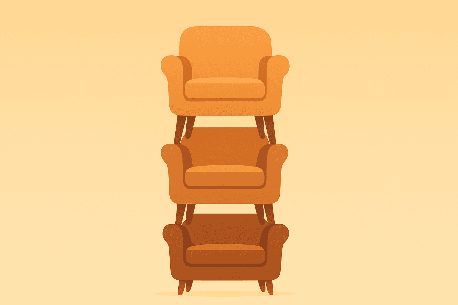Flat vector of a stacked crate and calm warehouse shelf, symbolizing furniture stocks tariff delay and relief.