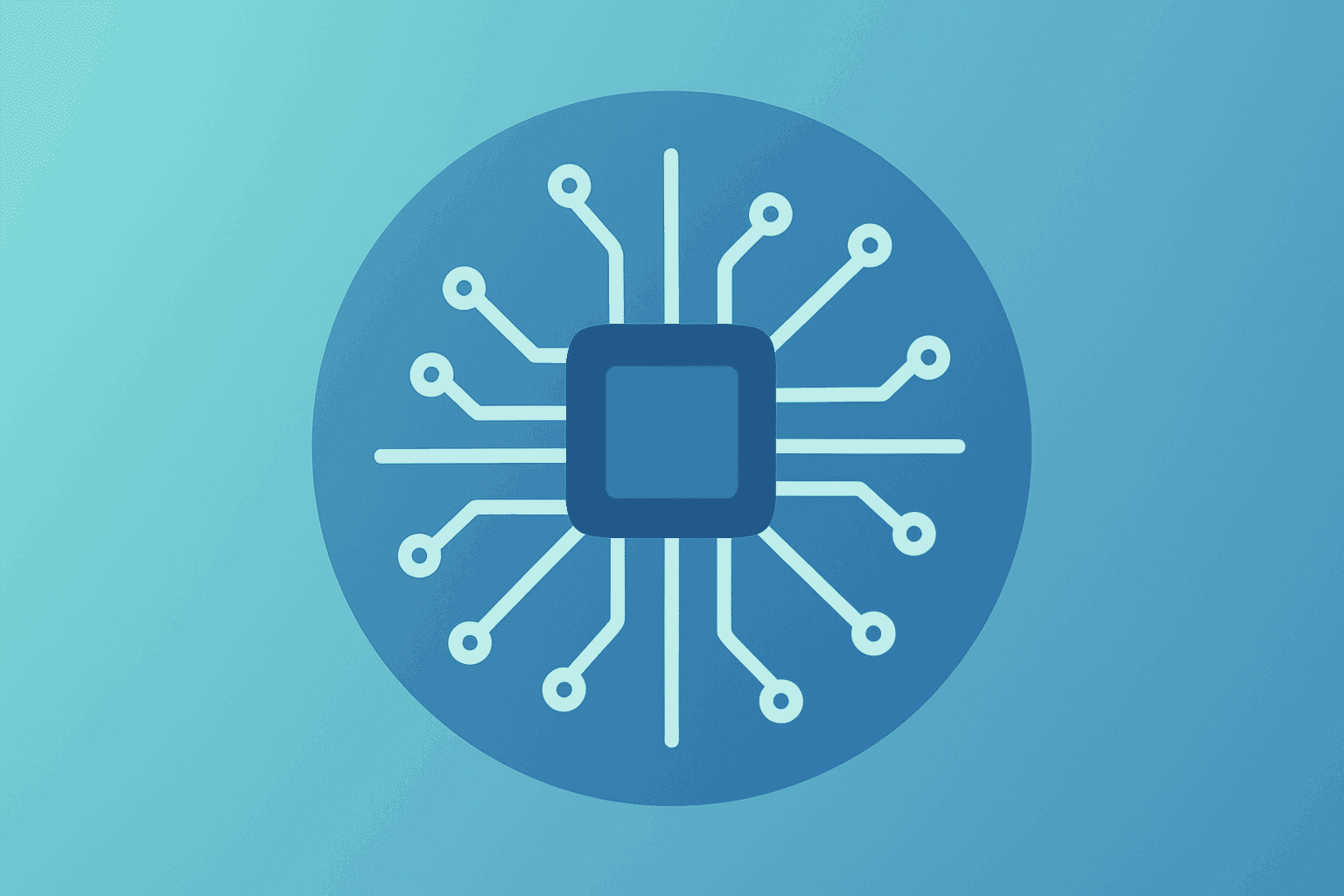 Flat vector of a single semiconductor wafer with expanding circuit lines symbolizing TSMC Q2 revenue beat and AI demand.