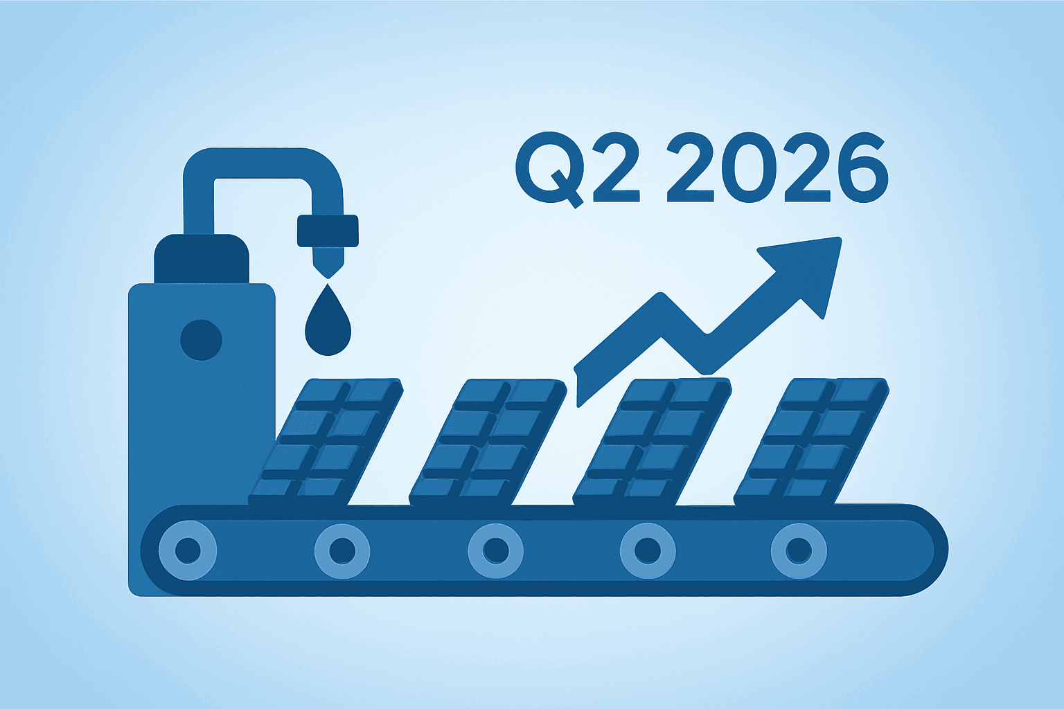 Flat vector chocolate bar motif expanding to signal Hershey Q2 2026 results and tightened guidance on a soft gradient