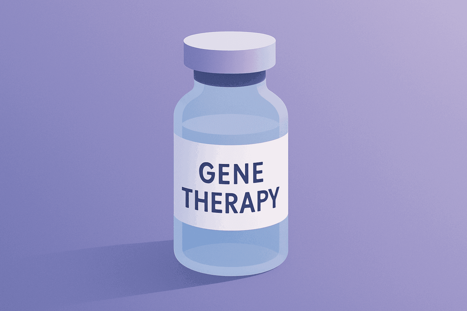 Flat vector of a gene therapy vial in dim light evoking Ultragenyx Phase Three failure and expense cuts