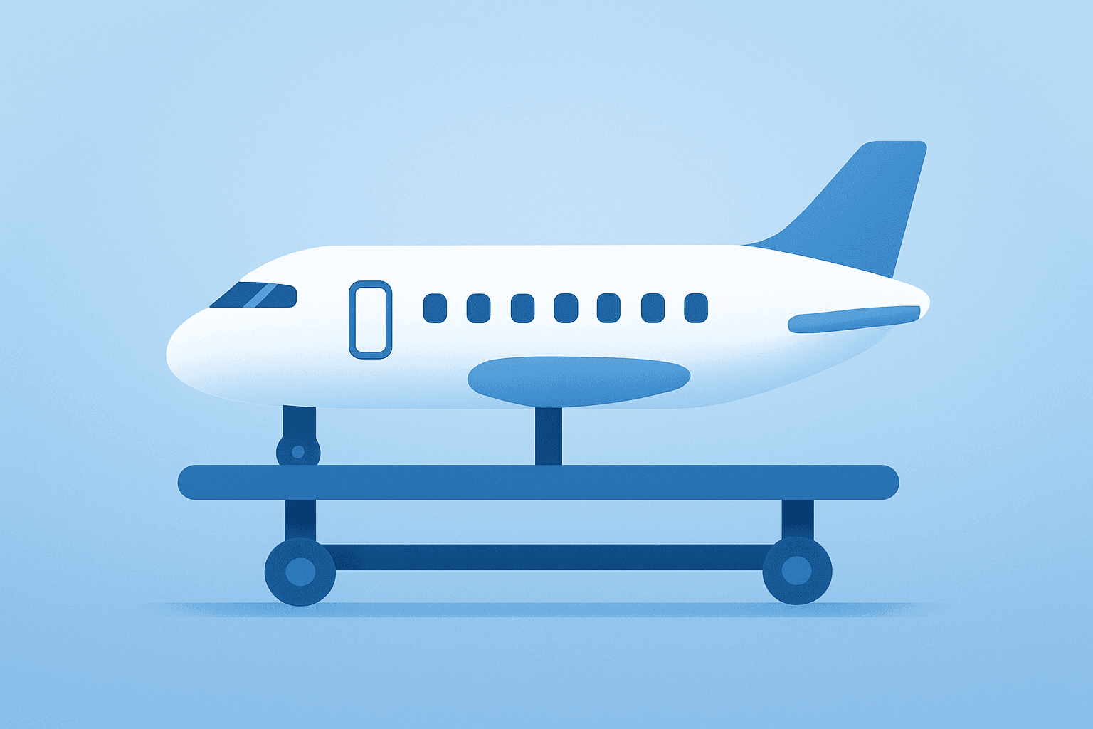 Flat vector airliner symbolizing Boeing Q4 2025 earnings lift from deliveries and sale gain; subtle shadow and soft gradient.
