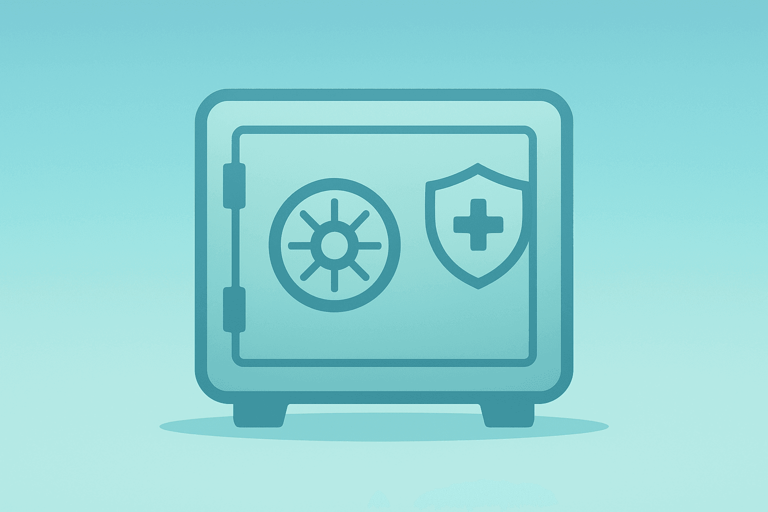 Flat vector of a health insurer vault with a dimming light to symbolize UnitedHealth earnings and a softer revenue outlook.