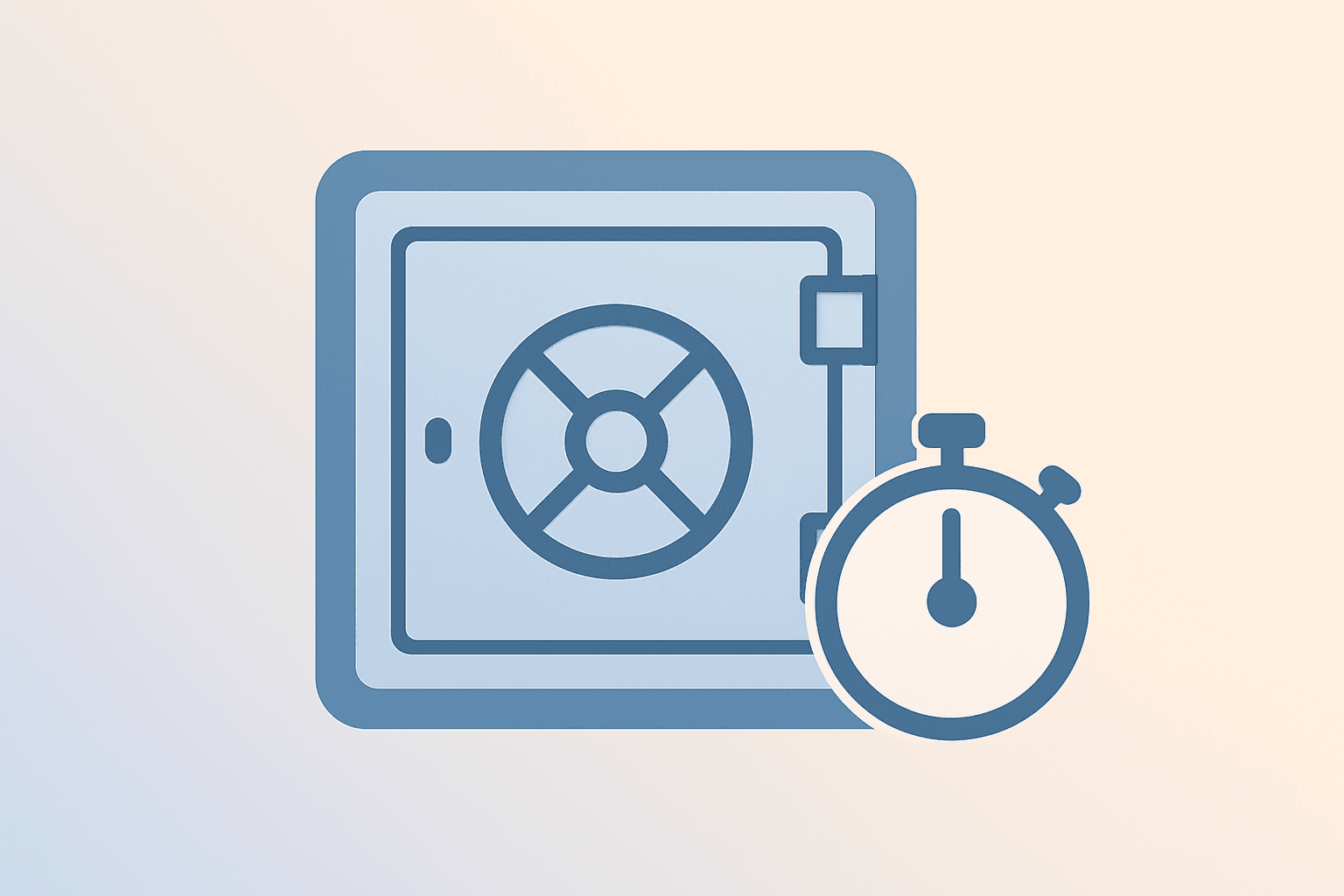 Flat vector central bank vault with a ticking stopwatch to symbolize Fed Chair nominee timing and policy uncertainty