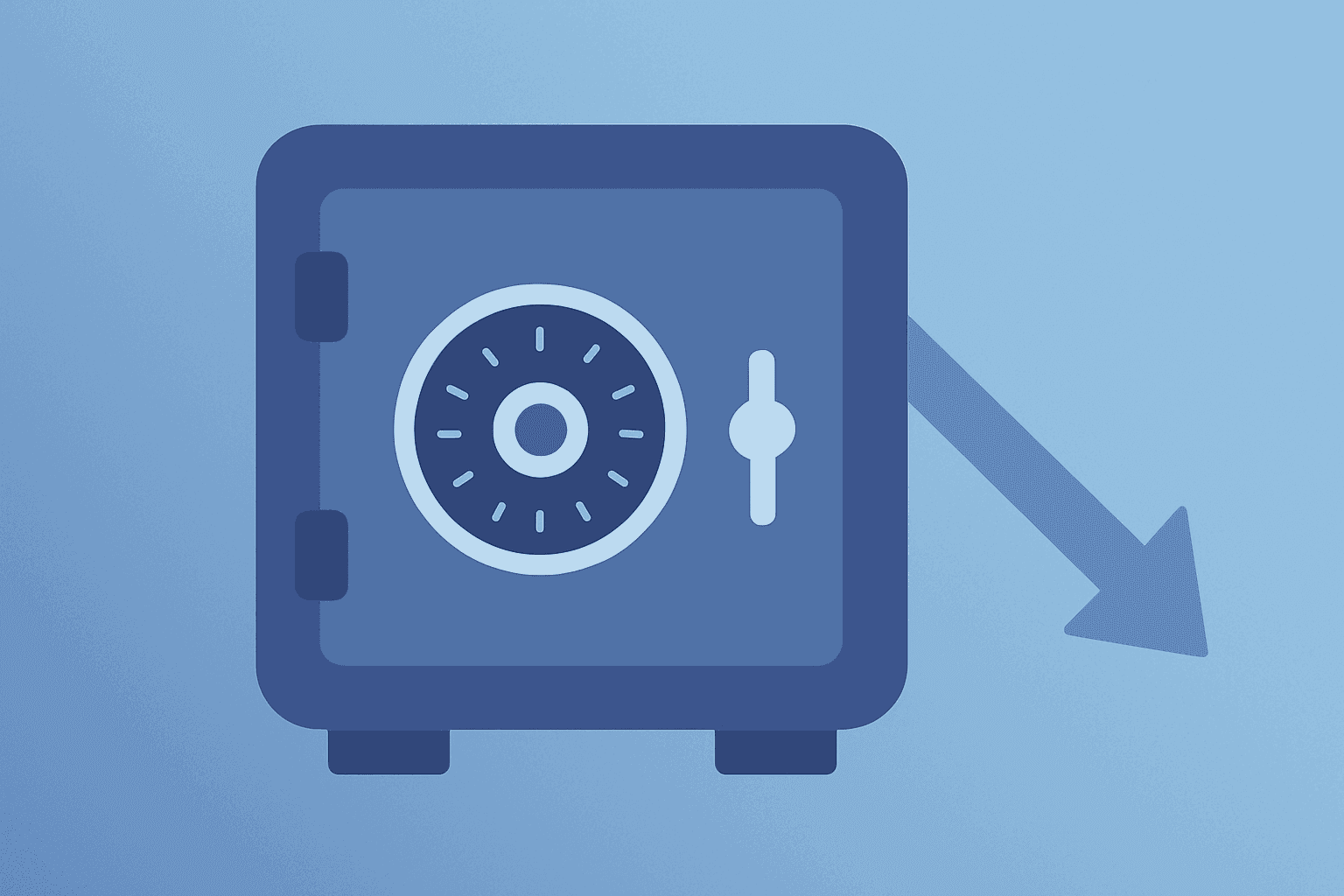 Flat filled vector of a bank vault dimming under a soft light to symbolize SoFi earnings guidance shock.