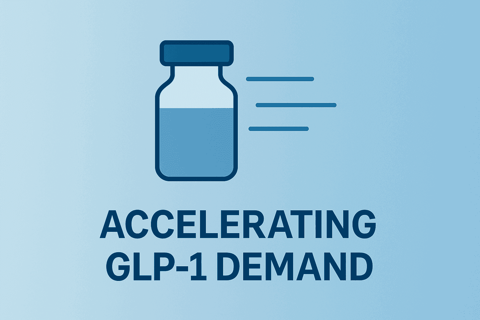 Centered flat vector of a pharmaceutical vial surging to symbolize Eli Lilly earnings driven by GLP-1 sales and guidance