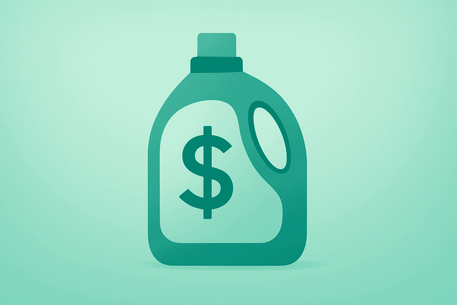 Flat-vector household-product container with fractured shell representing P&G earnings cost headwind and margin pressure.
