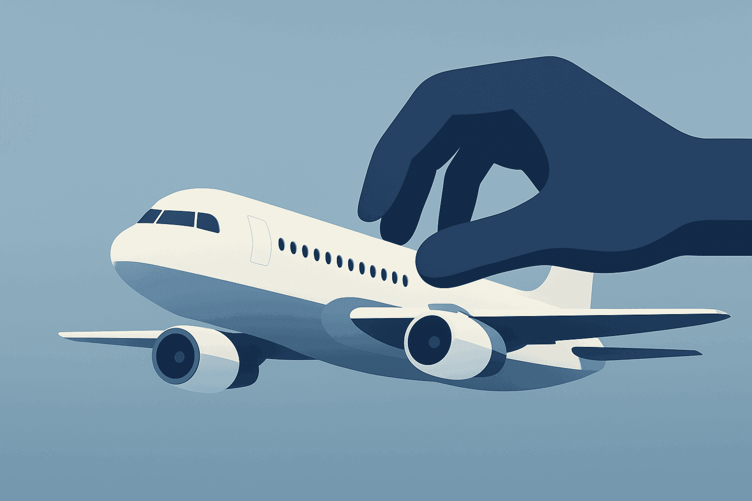 Flat-vector passenger jet under takeover pressure with compressed timetable motif tied to easyJet takeover interest.