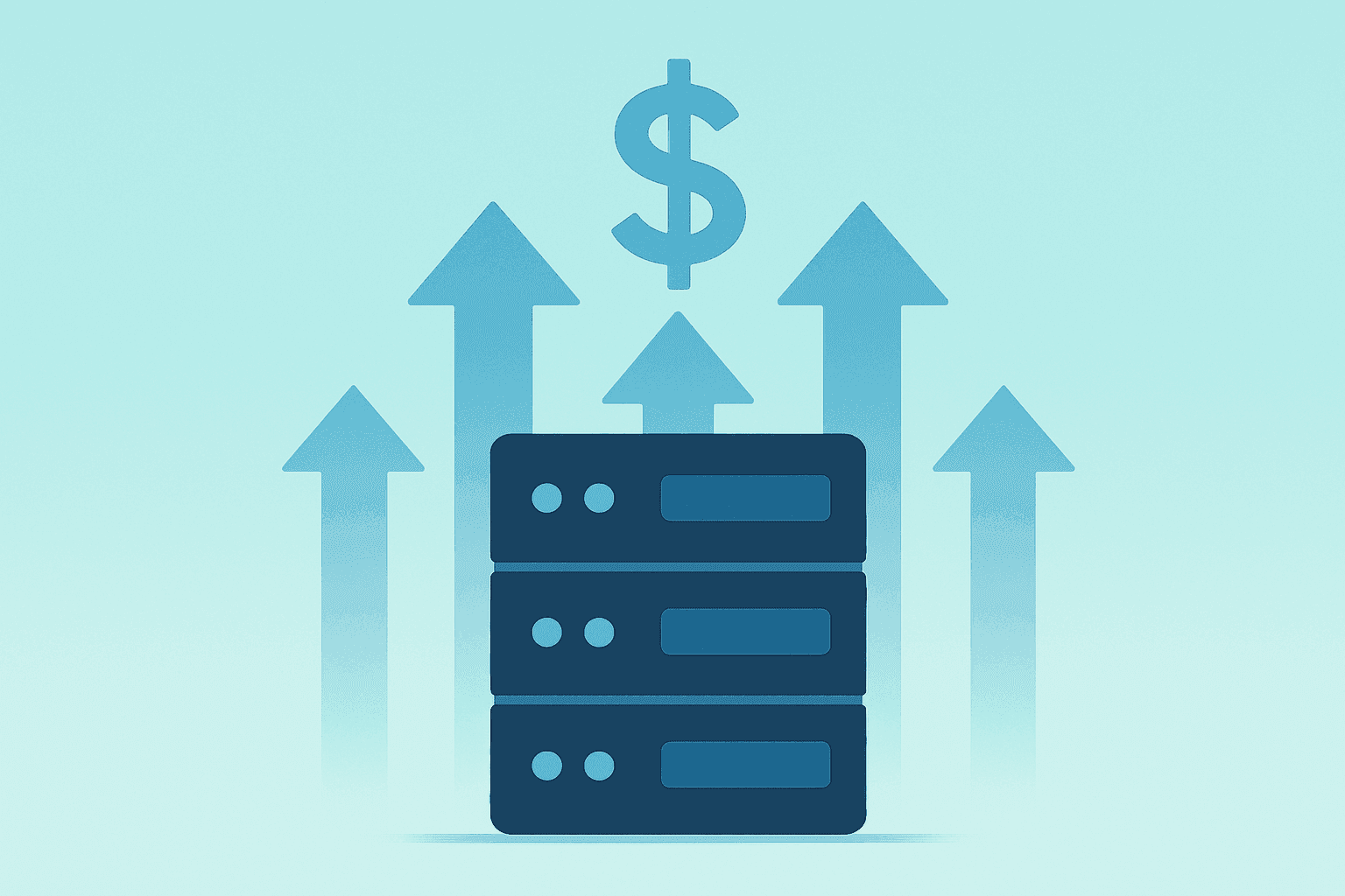 Flat filled vector of an expanding server rack to symbolize Oracle earnings, AI infrastructure growth and capital expansion.