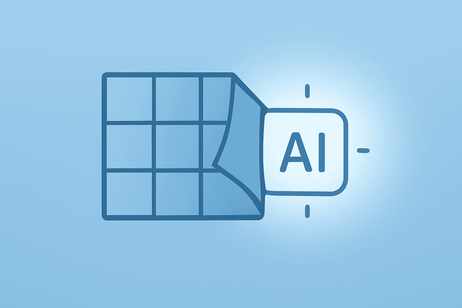 Flat filled vector of an image grid folding into a glowing AI core to symbolize Pinterest layoffs and refocus toward AI.