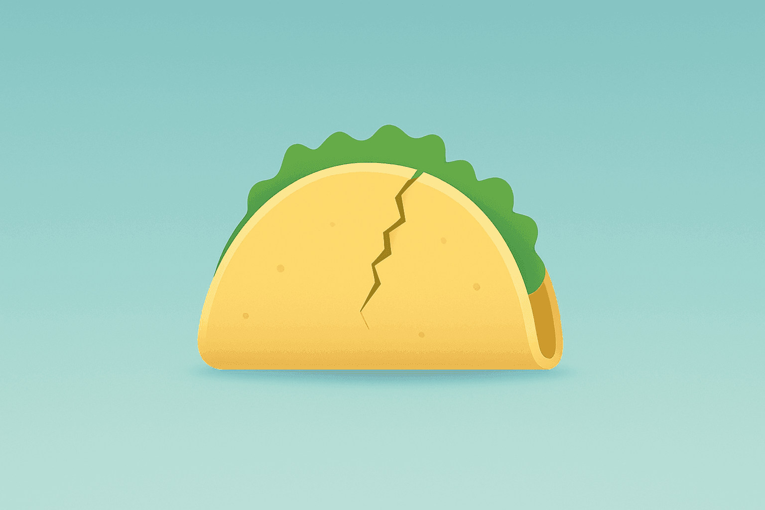 Flat filled vector of a stylized lettuce head beside a counter illustrating Yum Brands earnings and Taco Bell recovery.