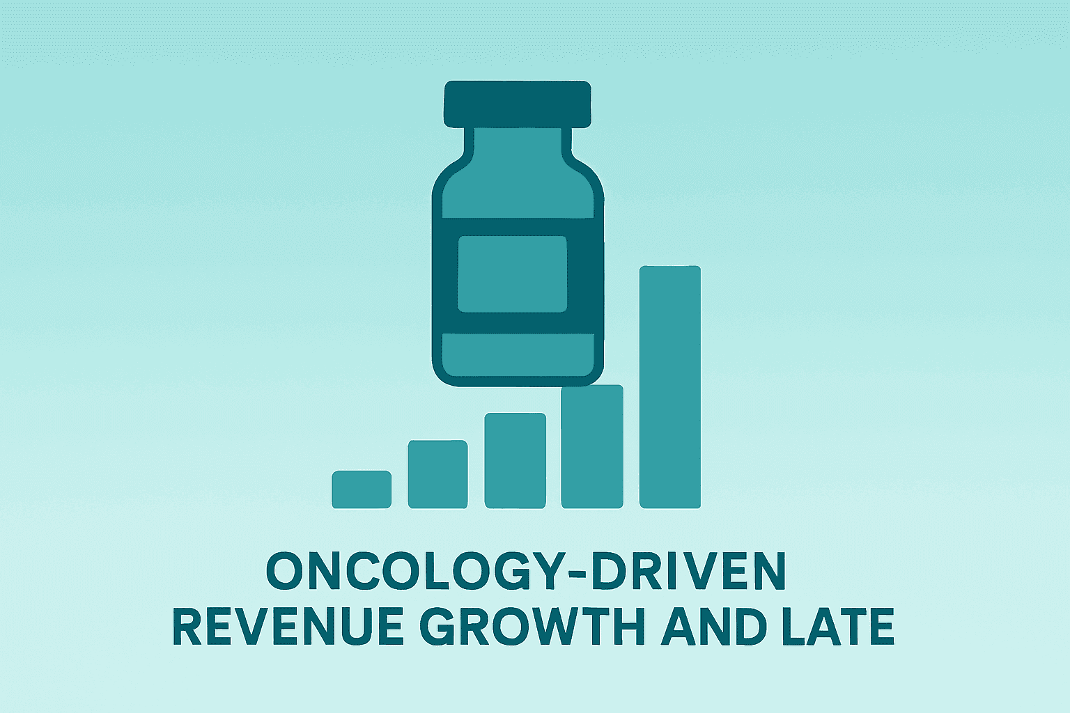 Flat vector of a pharmaceutical vial expanding to symbolize AstraZeneca Q1 results and oncology-led momentum
