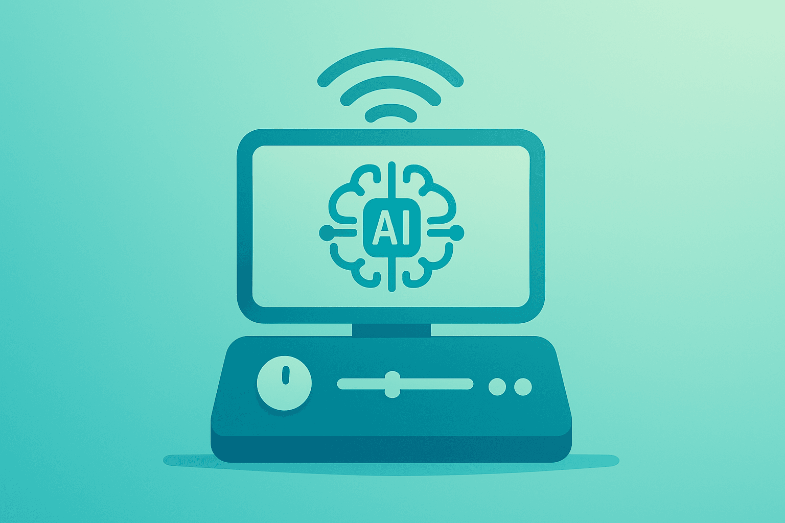 Flat vector control console amplifying AI signals to represent Palantir earnings and U.S. commercial momentum.