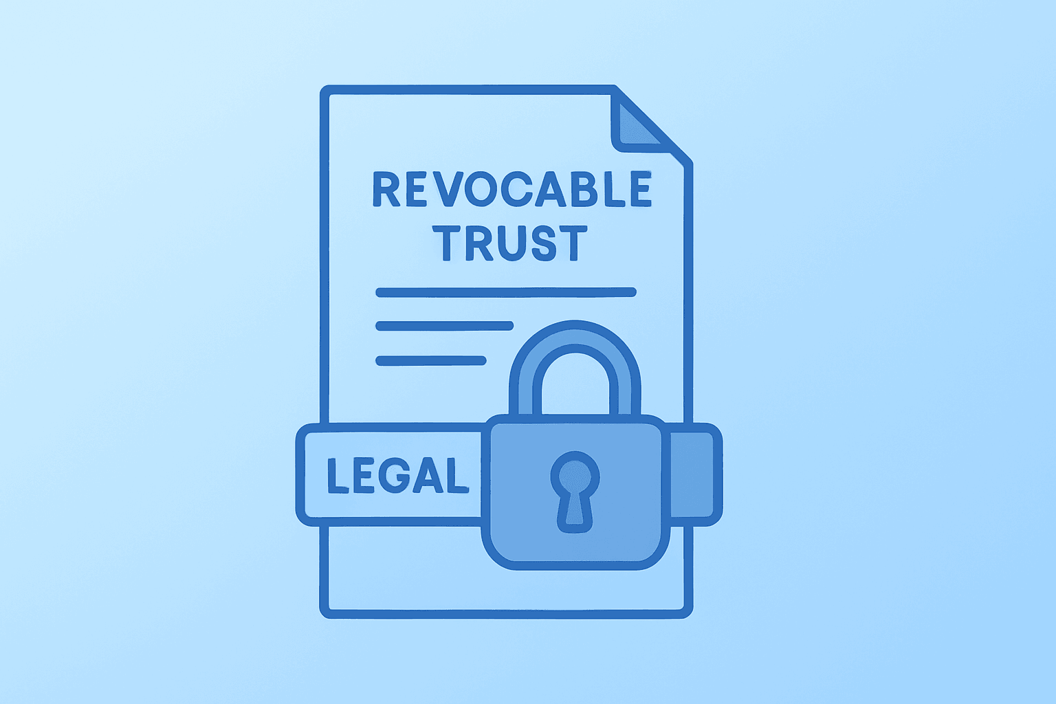 Flat vector of a revocable-trust vault constrained by a legal band to symbolize the Elon Musk SEC settlement.