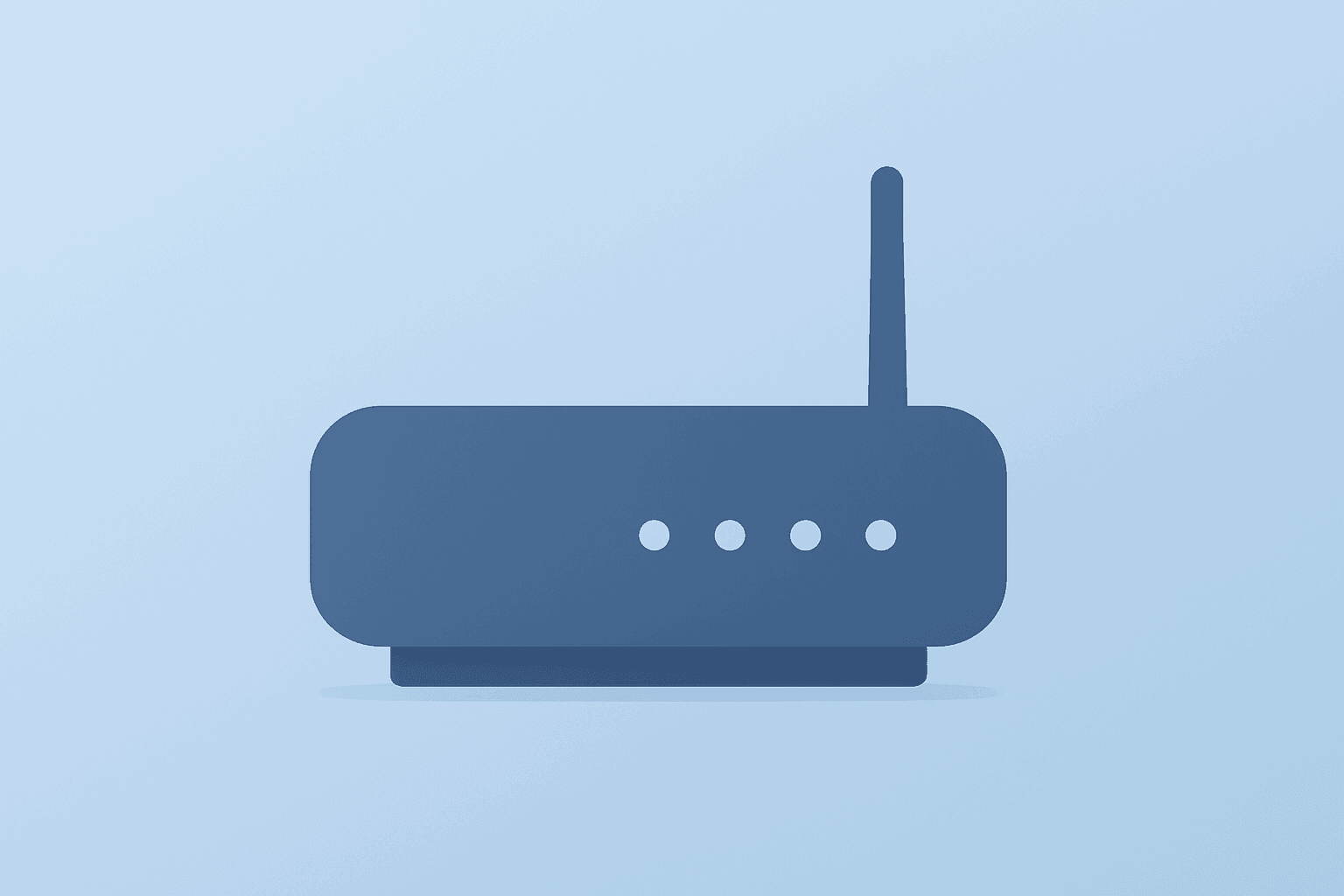 Flat vector of a dimming broadband modem against a smooth gradient, symbolizing Charter Q2 2026 results and mobile offset.