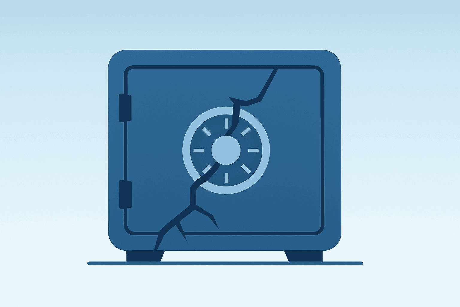 Flat vector of a broken customs vault symbolizing tariff revenue at risk from the Supreme Court Trump tariffs case.