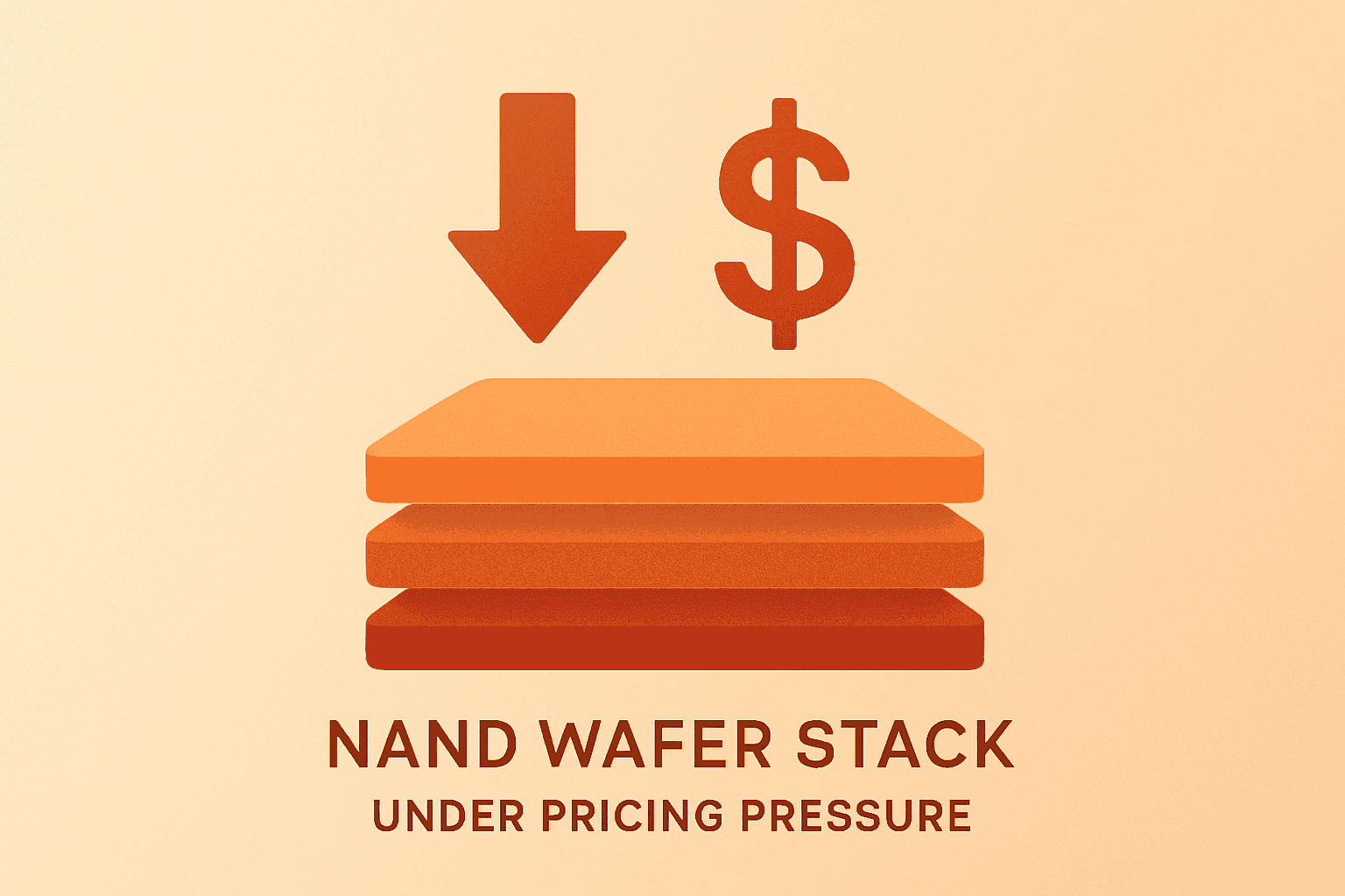 Flat-vector server drive vault symbolizing NAND pricing pressure and AI demand ahead of SanDisk Q3 earnings, subtle shadow.