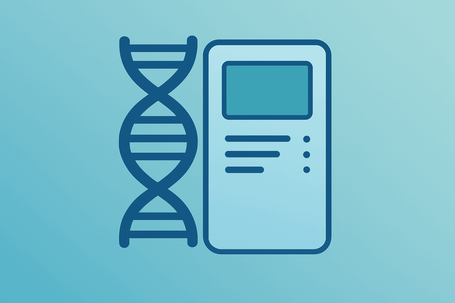 Flat vector of server rack merging with DNA helix to symbolize Tempus to Acquire Personalis integrating MRD into AI platform.