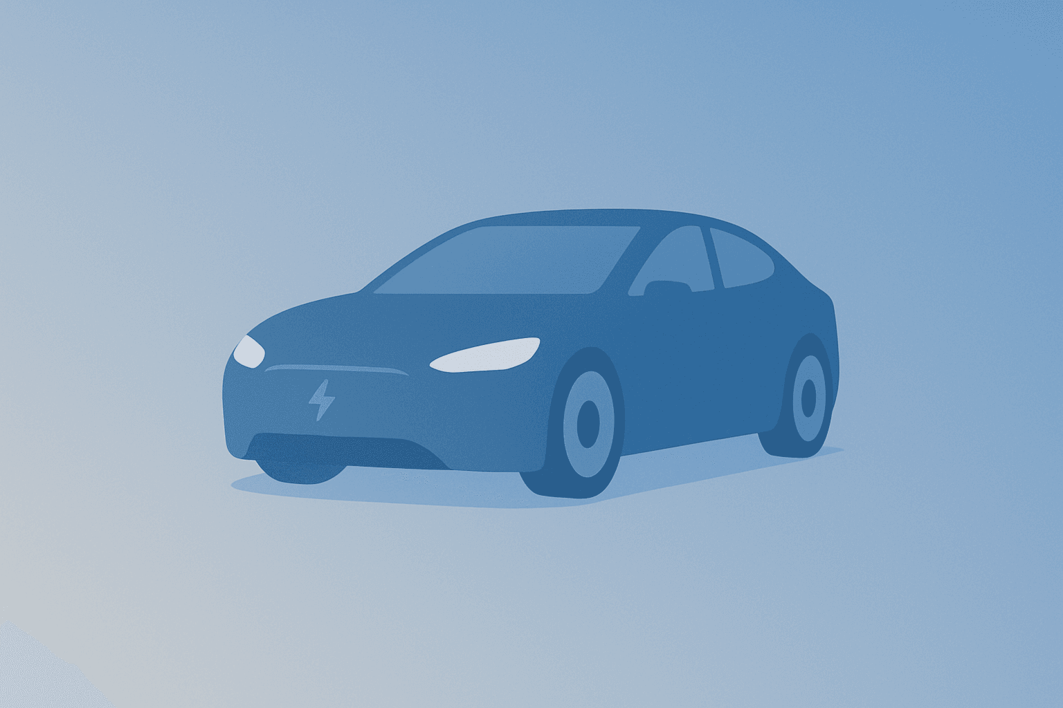 Flat filled vector of a single electric car with a dim glow representing Tesla Q4 2025 delivery consensus decline.