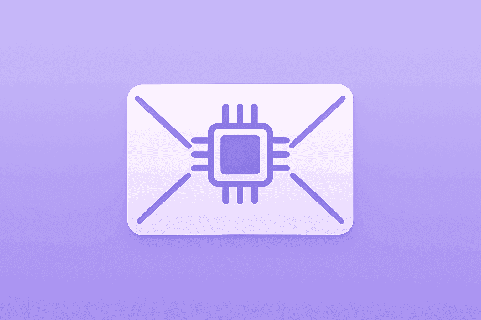 Flat vector of an envelope with a neural chip evoking Agreement Management for DocuSign earnings, subtle shadow.