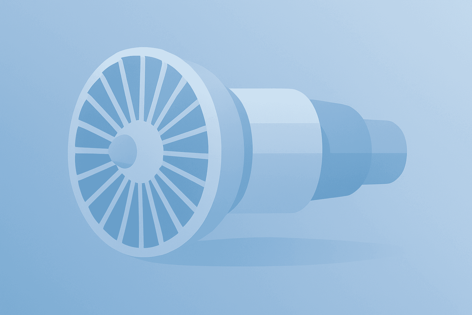 Flat-vector turbine with expanding layers symbolizing GE Vernova stock guidance upgrade and bigger capital returns.