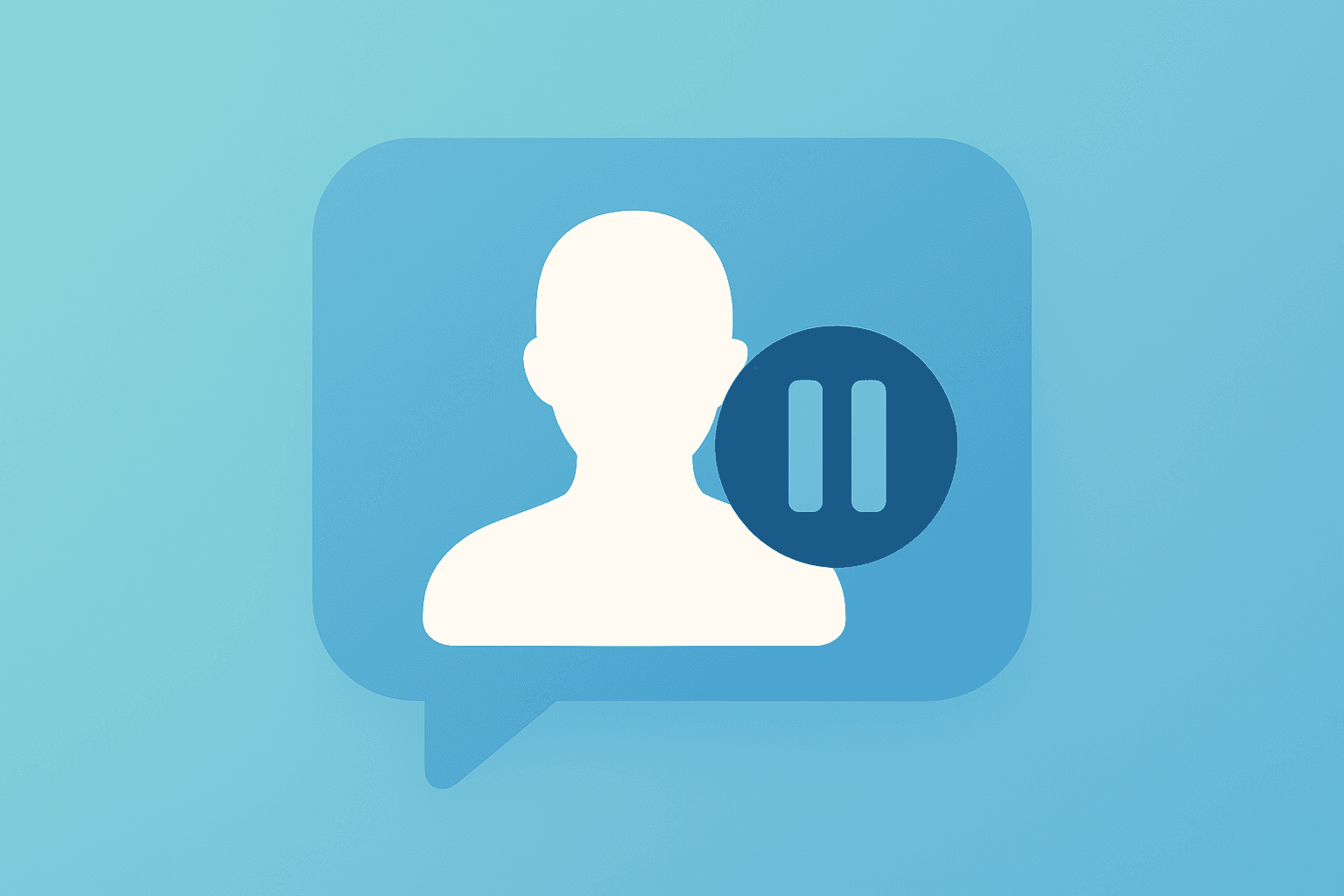 Flat vector of a paused avatar in a chat bubble, symbolizing Meta halts teen access to AI characters, with subtle shadow.