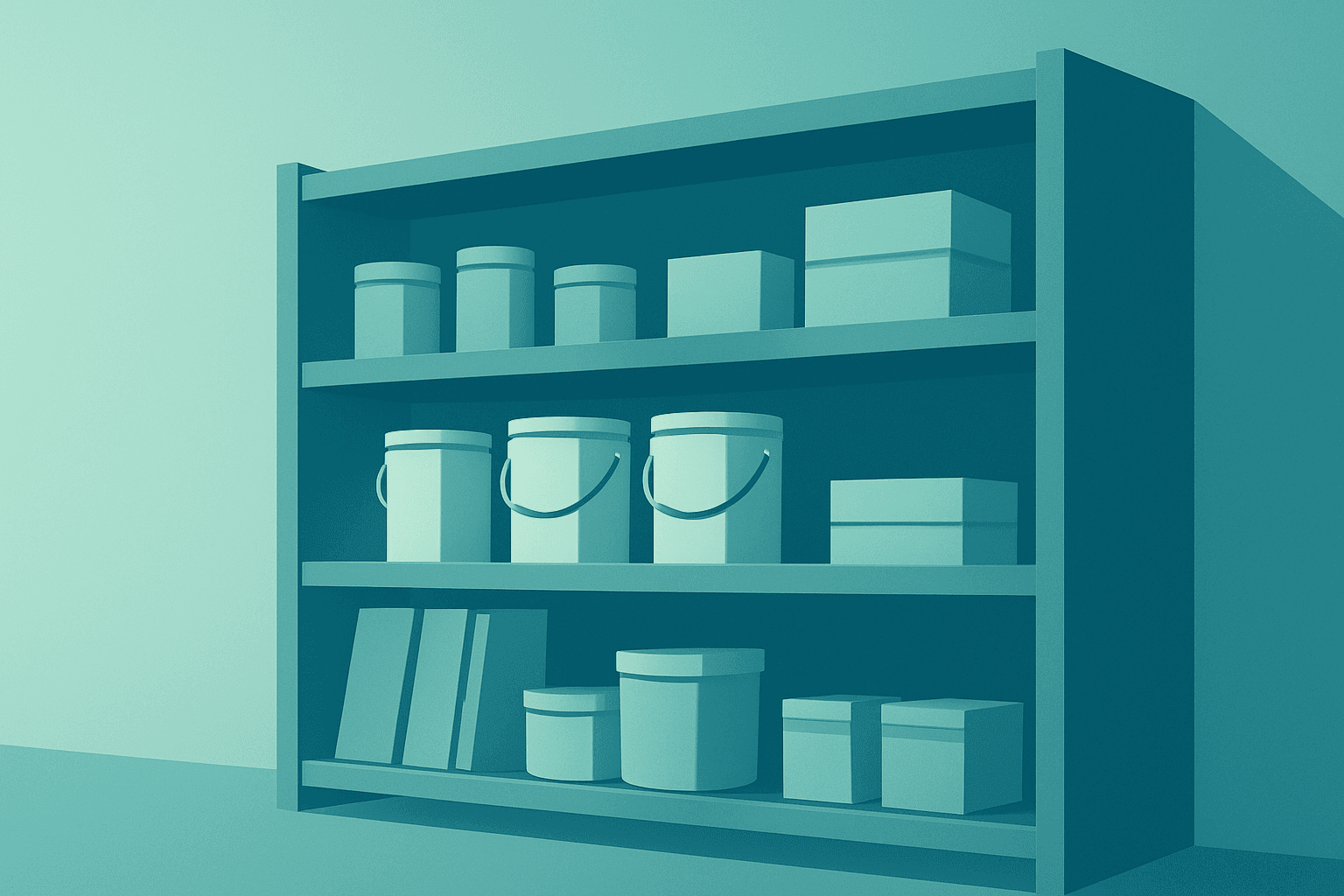 Flat vector of a store aisle shelving unit under dimmed light symbolizing the Home Depot 2026 outlook and housing rebound.