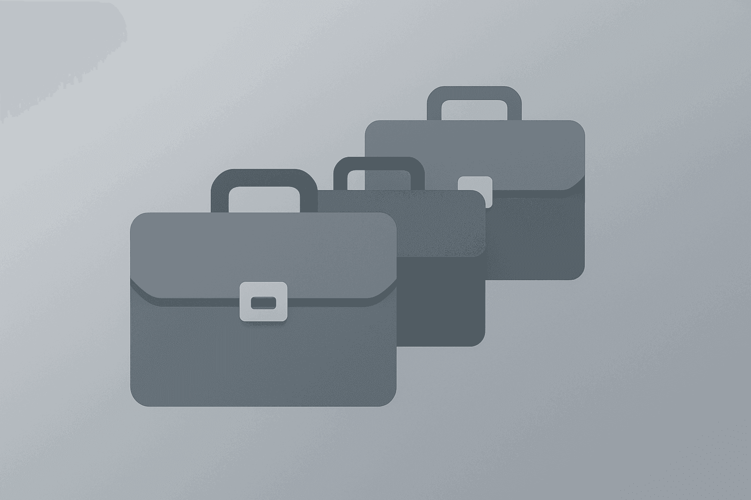 Flat vector of a briefcase cluster with nodes evoking hiring resilience and labor demand for U.S. Jobs Report April 2026